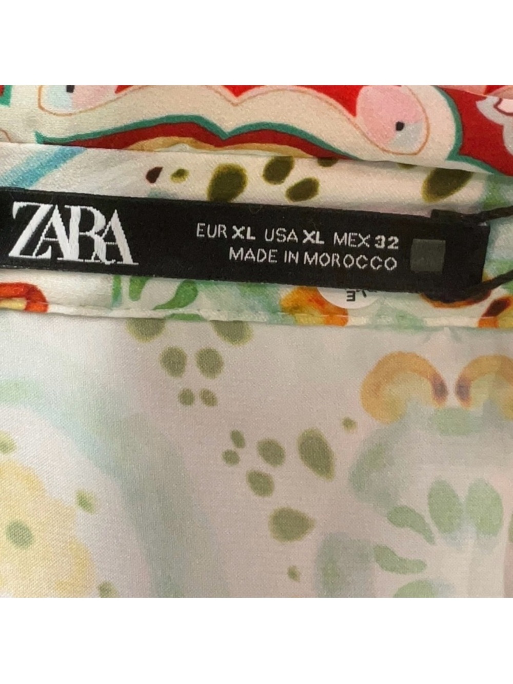 Zara Mixed Print Shirt Dress Mini Multicolor Floral Geometric Button Front XL - Picture 8 of 8
